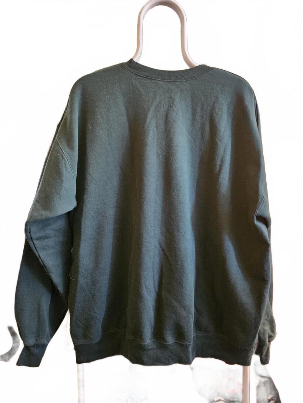 Vintage Mens XL Crewneck Sweatshirt Hanes Green Blank EUC - Picture 3 of 3